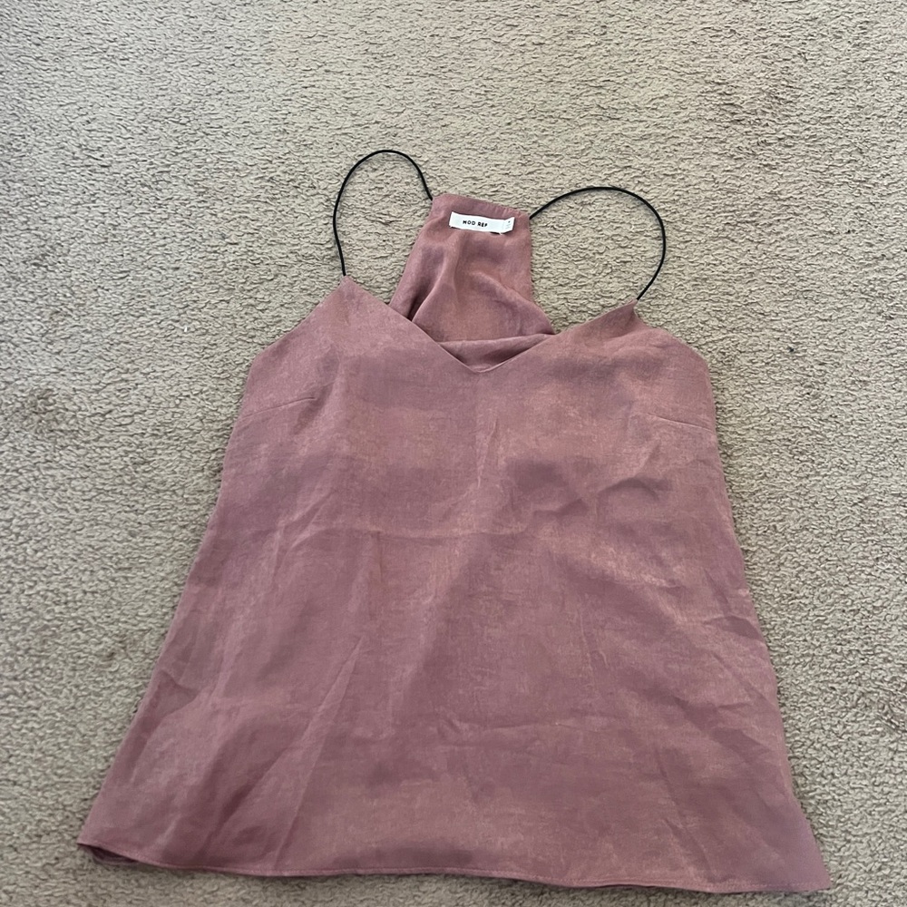 NWOT Mod Ref Size Medium Elegant Women’s Pink/mauve Satin Tank Top - Picture 2 of 5